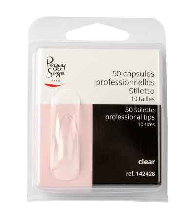 50 capsulas  Profissionais Stiletto clear - Ref. 142428