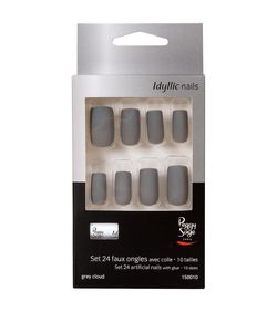 Conjunto de 24 unhas postiças Idyllic Nails - nuvem cinzenta